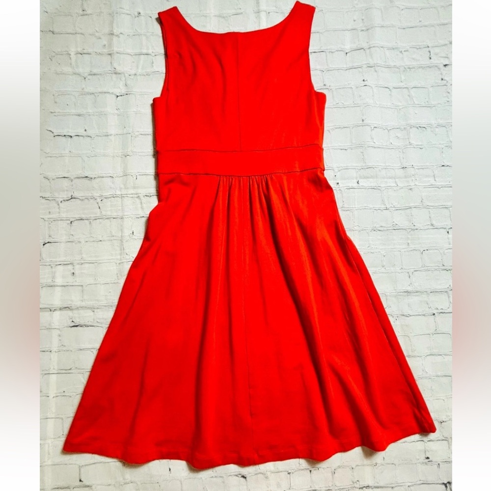 Lands’ End Faux Wrap Dress Womens Size Small 6-8 Orange Pima Cotton - Picture 10 of 11